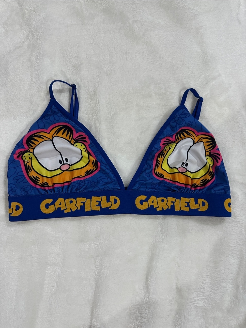 GARFIELD Women’s Sz L Unlined Bra Adjustable Straps Fun Cartoon Comic Playful